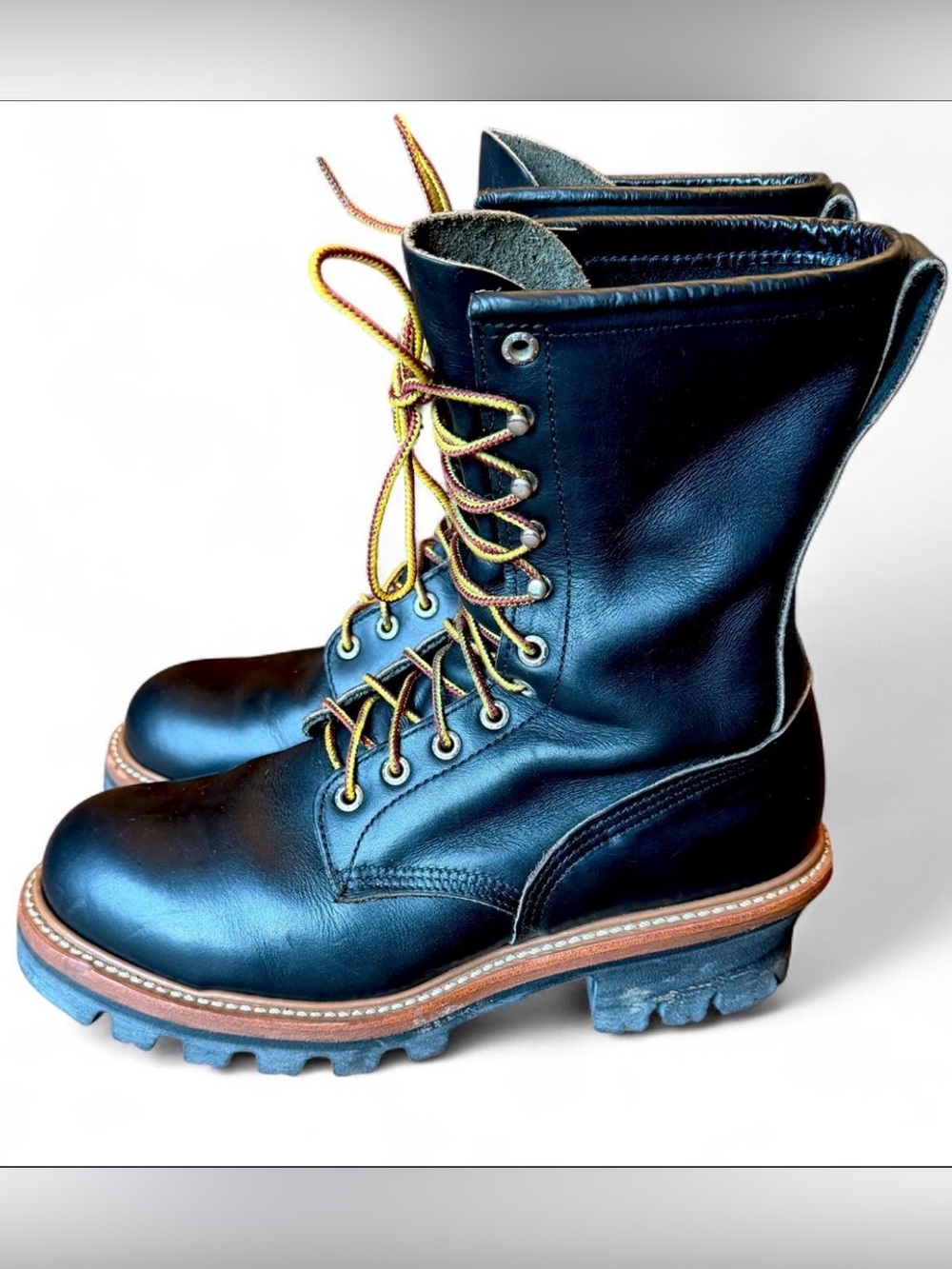 LIKE NEW Red Wing 2218 Steel Toe Black Leather Logger Boots 8.5